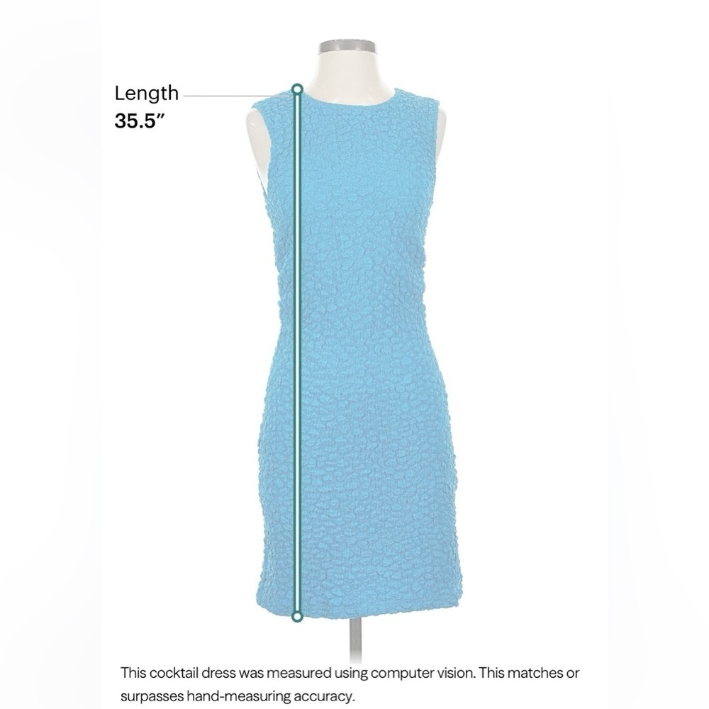 NEW Anthropologie Textured Topaz Blue Sleeveless Cocktail Sheath Dress Sz S - Picture 6 of 7
